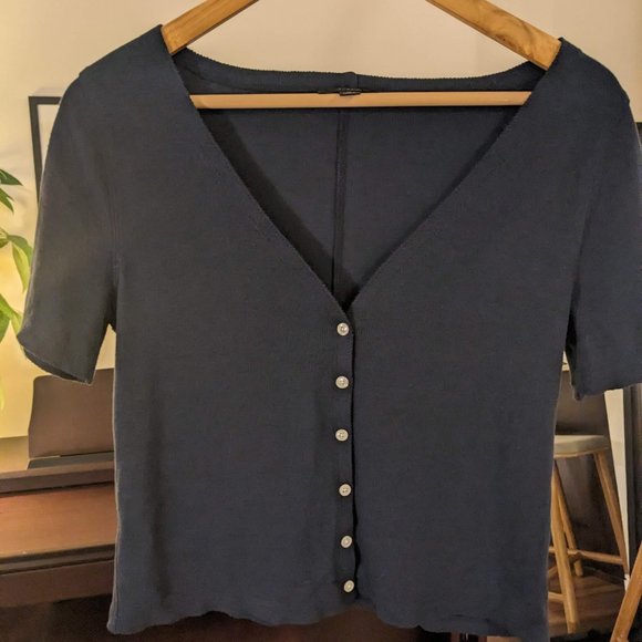 J. CREW Navy Cropped Cardigan (Size M) - Picture 6 of 6
